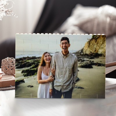 Personalized Square Shape Photo Building Blocks Puzzle Gift for Couple