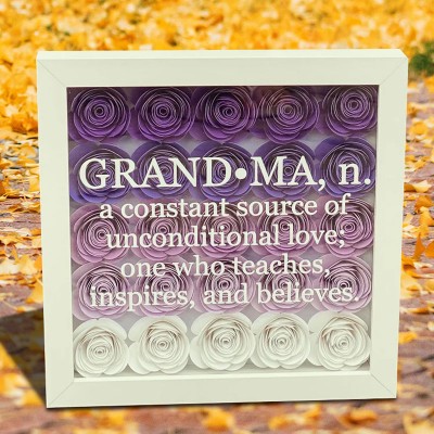 Personalized Grandma Nana Mom Flower Shadow Box Mother's Day Gift