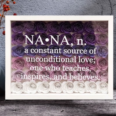 Personalized Grandma Nana Mom Flower Shadow Box Mother's Day Gift