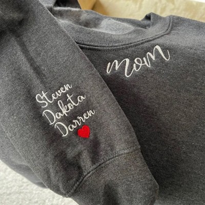 Custom Mom Embroidered Sweatshirt Hoodie With Kids Names Unique Gift Ideas For Mom Grandma