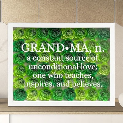 Personalized Grandma Nana Mom Flower Shadow Box Mother's Day Gift