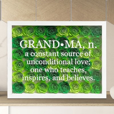Personalized Grandma Nana Mom Flower Shadow Box Mother's Day Gift