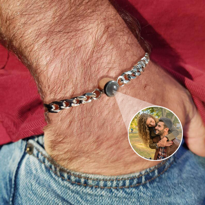 Personalized Memorial Photo Projection Bracelet Gift for Anniversary
