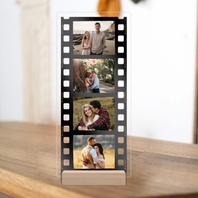 Personalized Film Photo Plauqe with Wooden Stand Memorial Gifts for Her Valentine's Day Gifts for Boyfriend