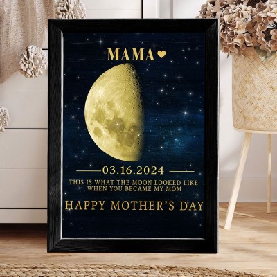 Personalized Mama Moon Phase Frame with Kids Names Gifts for Mom New Mom Gift Mother's Day Gift Ideas