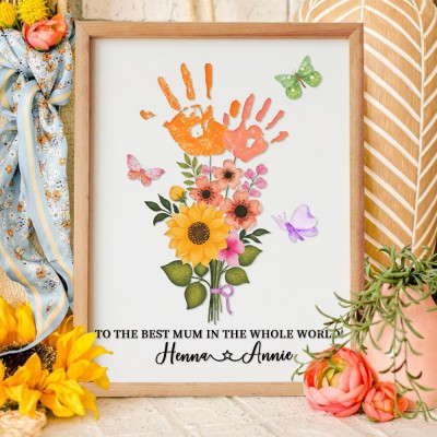 Handmade Printable Frame Handprint DIY Unique Gift for Mom Grandma Mother's Day Keepsake Craft Gift Ideas