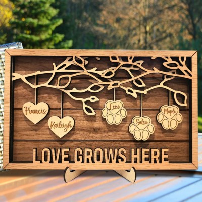Personalized Family Tree Wood Sign Name Engravings Home Wall Decor Gift for Grandma Mom Birthday Gifts