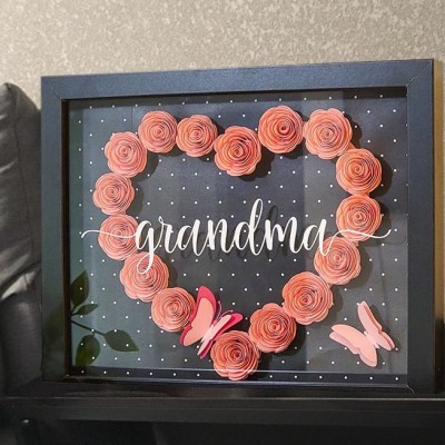 Custom Heart Flower Shaodw Box Love Gift Ideas for Grandma Mom