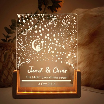 Personalized Night Light with Star Map Constellation Map Lamp Valentine's Day Gifts for Her Anniversary Gift Ideas for Him