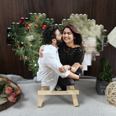 Personalized Heart Shaped Photo Building Block Puzzle Keepsake Gifts for Soulmate Valentine's Day Gift Anniversary Gift