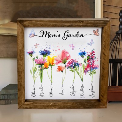 Personalized Mom's Garden Birth Flower Frame Custom Name Sign Gift Ideas For Mom Grandma Mother's Day Gifts