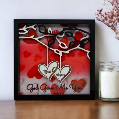 Personalized Entwined Hearts Couple Wooden Sign with Names Valentine's Day Gift Ideas for Couple