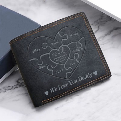 Father's Day Gift Personalized Dad You Are the Piece That Holds Us Together Leather Trifold Wallet