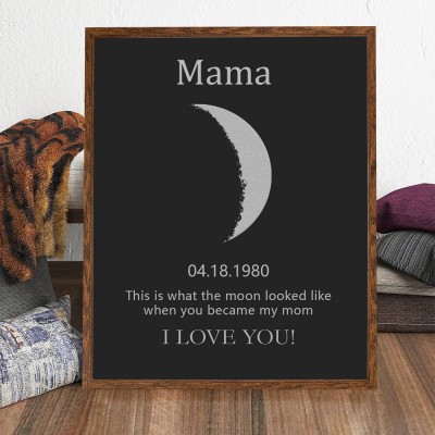 Custom Moon Phase Wood Frame Sign with Kids Names Unique Gifts for Mother's Day Keepsake Gift for Mom