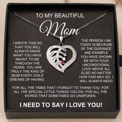 Personalized To My Mom Birthstone Name Necklace Family Gifts Love Gift Ideas for Mom Birthday Gifts for Grandma
