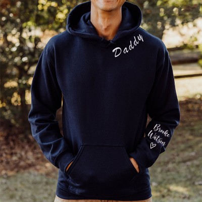 Personalized Daddy Embroidered Sweatshirt Hoodie With Kids Names Gifts for Dad Christmas Gift Ideas