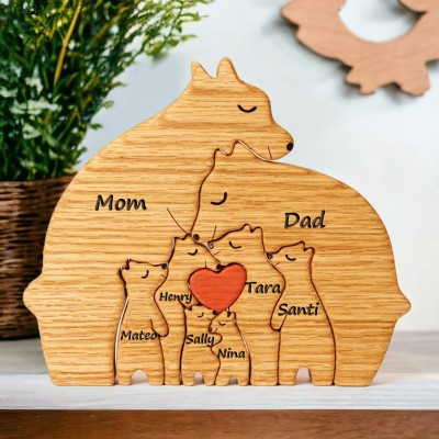 Custom Name Wooden Bear Family Puzzle Keepsake GIfts Christmas Gifts for Kids