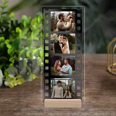 Custom Memory Film Photo Plaque with Wooden Stand Unique Gifts for Couple Valentine's Day Gifts for Boyfriend Husband