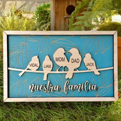 Custom Family Bird Sign Engraved with Kids Names Unique Gift for Grandma Mom Family Keepsake Gifts Anniversary Gift