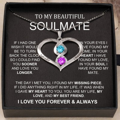 To My Soulmate Name Necklace with Birthstone Design Personalized Gifts for Soulmate Love Gift Ideas for Her Anniversary Gifts