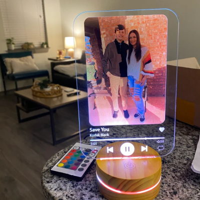 Personalized Led Lamp Custom Your Photo Spotify Plaque Anniversary Gift For Her Valentine's Day Gift for Couples