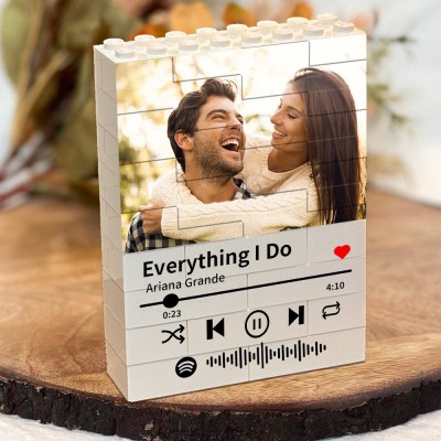 Personalized Spotify Song Building Photo Block Puzzle Gift Ideas for Valentine's Day Anniversary