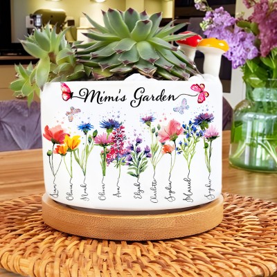 Personalized Mimi's Garden Succulent Plant Pot with Kids Name Gift Ideas for Mom Grandma Mother's Day Gifts
