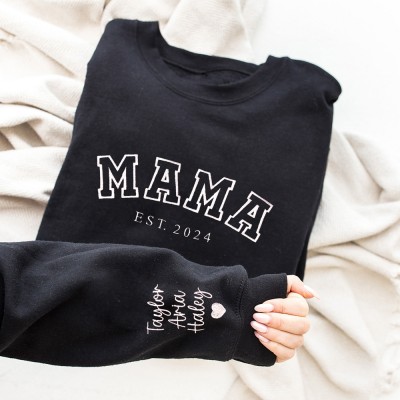 Personalized Mama Embroidered Sweatshirt Hoodie Keepsake Gift For Mom Grandma Mother's Day Gift Ideas