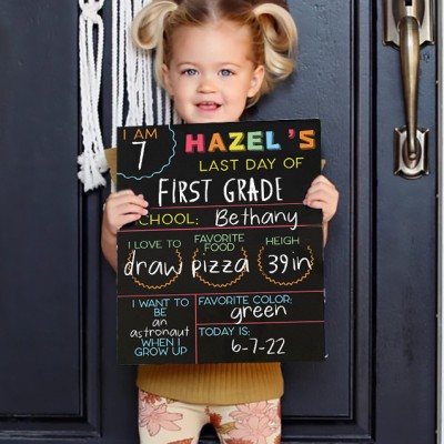 Personalized First Day of First Grade Sign Reusable Chalkboard