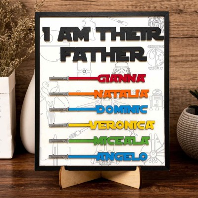 Personalized I Am Their Father Wooden Sign Board Engraved with Names Father's Day Gift Ideas
