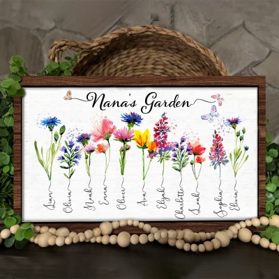 Custom Birth Month Flower Garden Frame Wood Sign Mother's Day Gifts