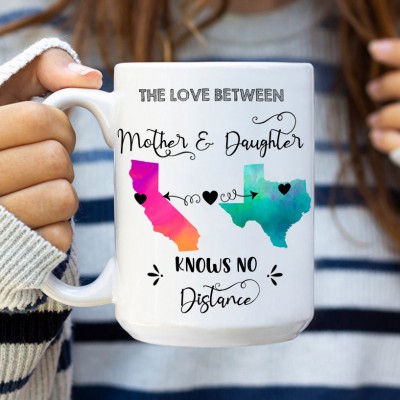 Custom Mother Daughter Long Distance State Mug Gift From Daughter Love Gift For Mom Mother's Day Gift Ideas