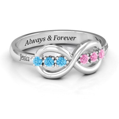 S925 Sterling Silver Personalized Eternity Birthstone Ring For Her