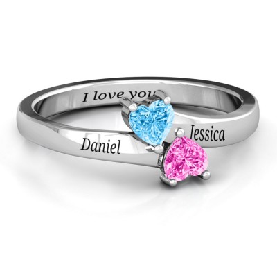 S925 Sterling Silver Personalized Engraved Promise Ring With Birthstone
