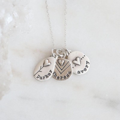 Handmade Engraved Name Necklace With 1-6 Pendants
