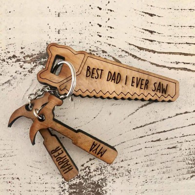 Father's Day Gift Personalized Best Dad I Ever Saw Keychain with 1-10 Names Dad Husband Grandpa