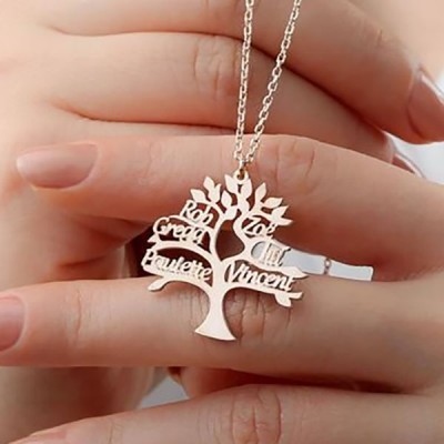 Personalized Family Tree Name Necklace with 1-8 Names