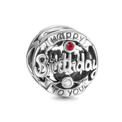Swarovski Crystal Happy Birthday Charm Silver