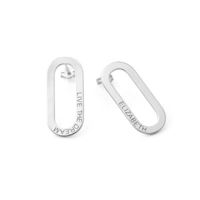 Aria single Chain Link Earrings with Engraving