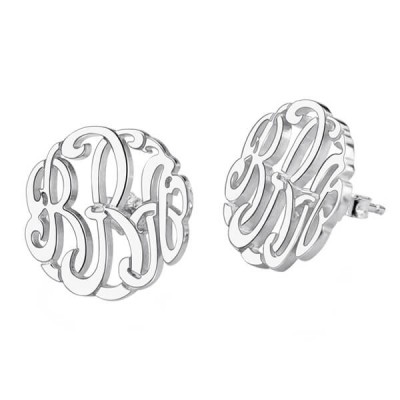 Personalized Block Monogram Earrings Sterling Silver