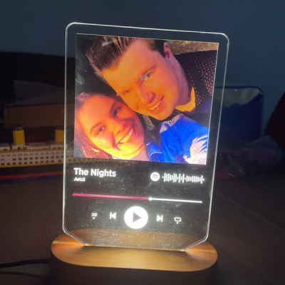 Personalized Spotify Song Acrylic Plaque With Couple Photo For Wedding Anniversary Valentine's Day Gift for Couples