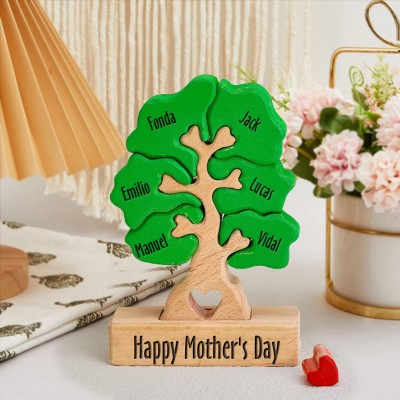Custom Family Tree Wooden Names Puzzle Stand Anniversary Gifts Mother's Day Gift