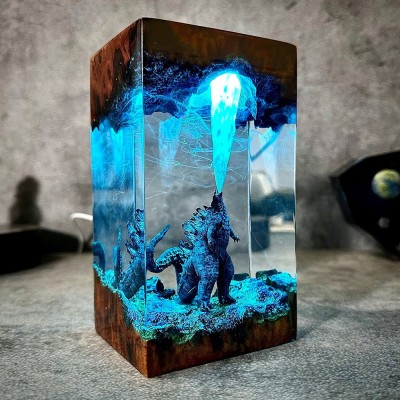 Monster Resin Wood Art Lamp Birthday Gift Ideas Christmas Gift