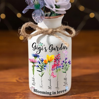 Custom Gigi's Garden Birth Month Flower Vase Unique Gifts for Mother's Day Keepsake Gift for Grandma Mom