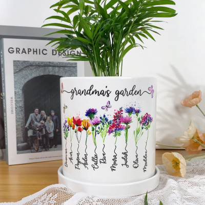Personalized Grandma's Garden Succulent Plant Pots Birth Flower Pot Mother's Day Gift