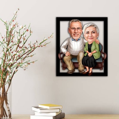 Personalized 60th Birthday Gift For Woman Wooden Caricature Frame Anniversary Gift