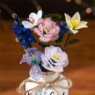 Personalized Glass Birth Month Flower Gift Ideas for Mom Grandma Unique Mother's Day Gifts