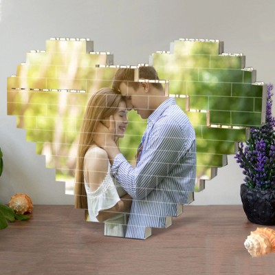 Personalized Heart Shaped Photo Building Block Puzzle Love Gifts for Soulmate Valentine's Day Gift Ideas Anniversary Gifts