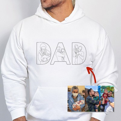 Custom Embroidered Photo Dad Hoodie First Father's Day Gifts Christmas Gifts for Dad