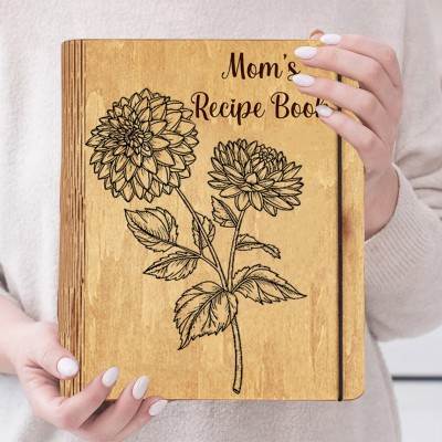 Custom Mom's Wooden Recipe Book Christmas Gifts for Mom Grandma Birthday Gifts for Her